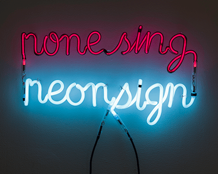 Bruce Nauman, None Sing Neon Sign, 1970. The Solomon R. Guggenheim Museum, New York, Image: The Solomon R. Guggenheim Foundation / Art Resource, NY, Artwork: © 2021 Bruce Nauman / Artists Rights Society (ARS), New York